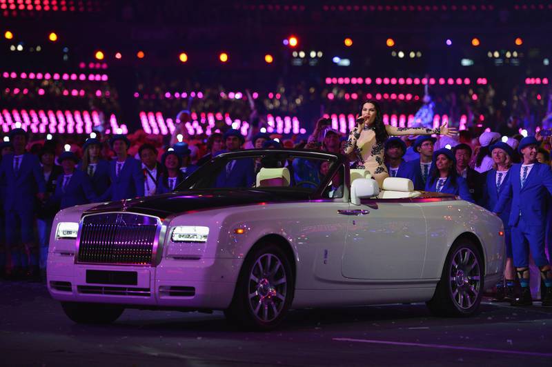 Musician Jessie J performs during the Closing Ceremony on Day 16 of the London 2012 Olympic Games at Olympic Stadium on August 12, 2012 in London, England.  (Photo by Jeff J Mitchell/Getty Images)