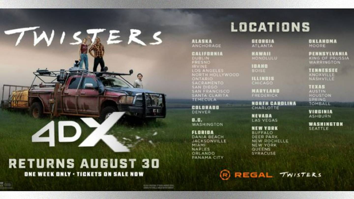 'Twister' and 'Twisters' blowing into Regal's seatshaking 4DX theaters