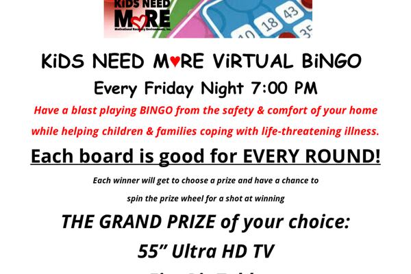 Kids Need More Virtual Bingo Event