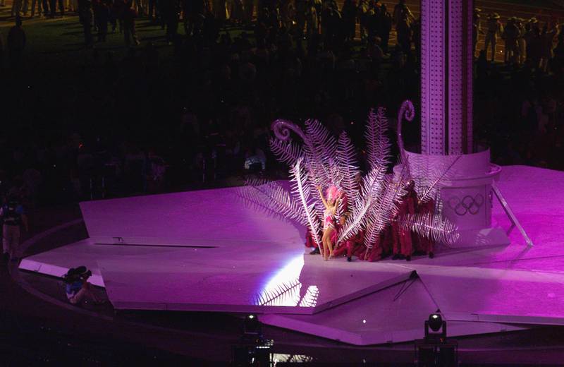 Kylie Minogue performs during the Closing Ceremony for the Sydney 2000 Olympic Games, held at Stadium Australia at Homebush Bay in Sydney, Australia. DIGITAL IMAGE Mandatory Credit: Mark Dadswell/ALLSPORT