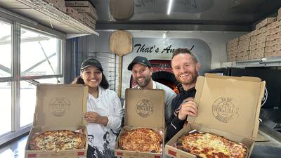PHOTOS: WBLI's Syke and Ally Ali making pizza with Vincent's Wood Fired Pizza
