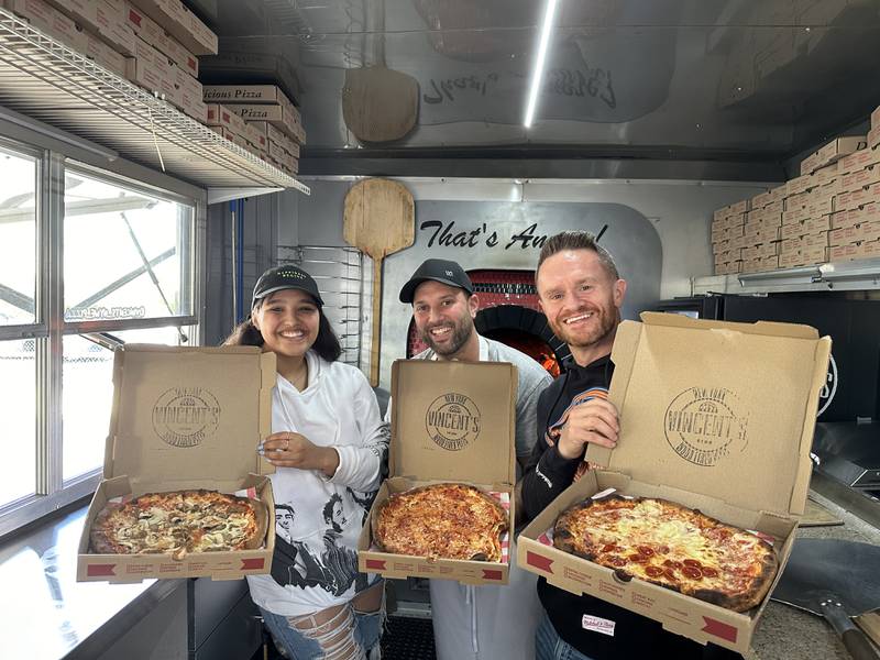 We're celebrating National Pizza Party Day! Check out photos of Syke and Ally Ali making pizza with Vincent's Wood Fired Pizza.