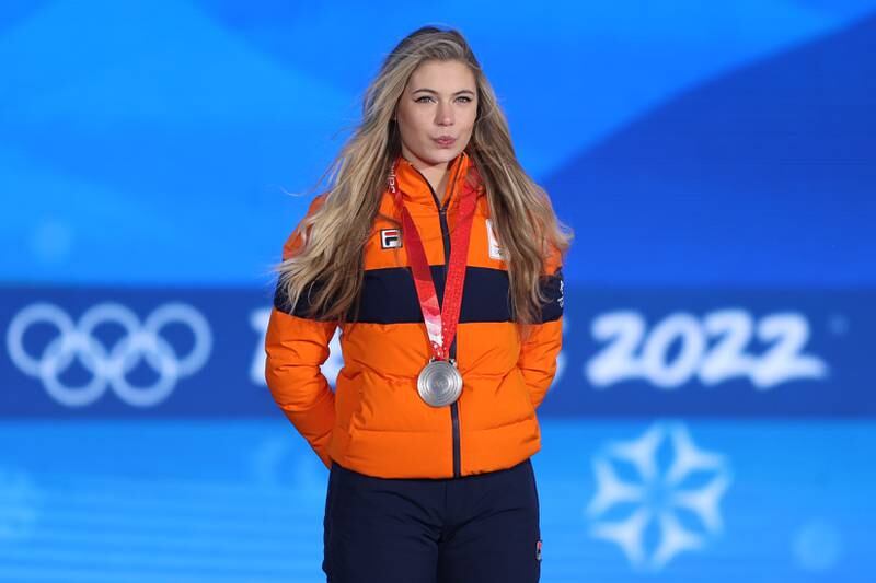 Jake Paul is dating Olympic Dutch speed skater Jutta Leerdam. (Photo by Richard Heathcote/Getty Images)