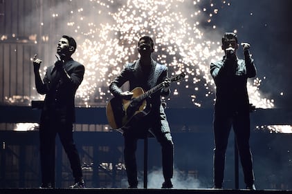 November 23, 2019:Nick Jonas, Kevin Jonas, and Joe Jonas of The Jonas Brothers perform at Barclays Center in New York City.