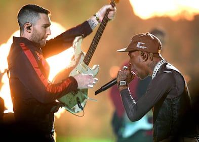 Maroon 5 and Travis Scott at the 2019 Super Bowl