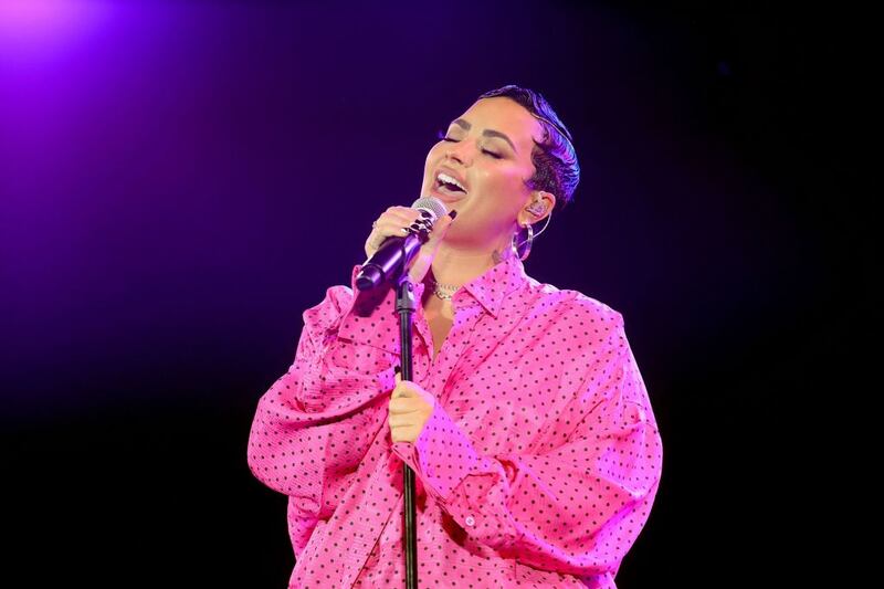 BEVERLY HILLS, CALIFORNIA - MARCH 22: Demi Lovato performs onstage during the OBB Premiere Event for YouTube Originals Docuseries "Demi Lovato: Dancing With The Devil" at The Beverly Hilton on March 22, 2021 in Beverly Hills, California. (Photo by Rich Fury/Getty Images for OBB Media)