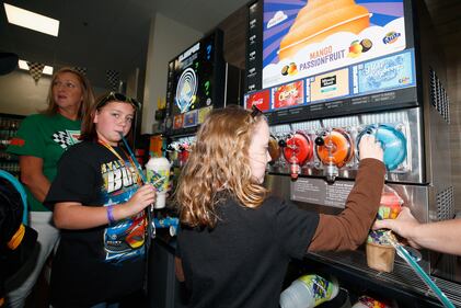 Texas Motor Speedway fans serving themselves Surpees in Fort Worth, Texas.  (Photo by Matt Sullivan/Getty Images)